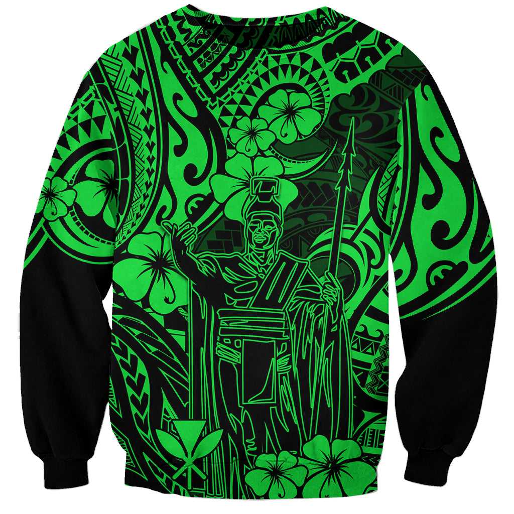 Hawaii King Kamehameha Sweatshirt Polynesian Pattern Green Version LT01 Unisex Green - Polynesian Pride