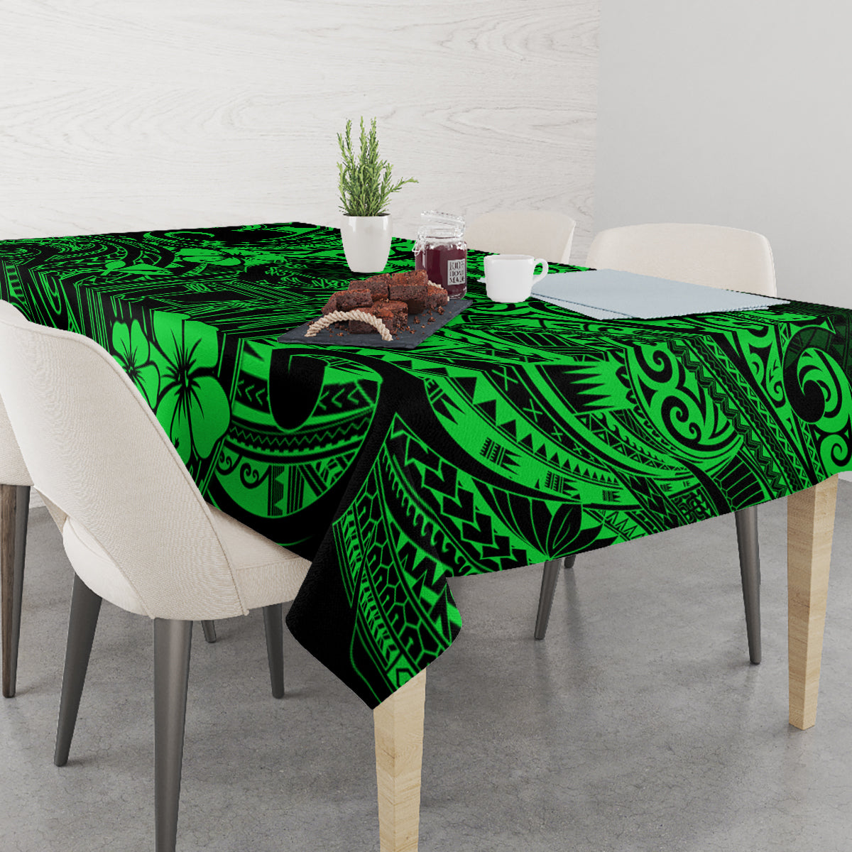 Hawaii King Kamehameha Tablecloth Polynesian Pattern Green Version LT01 - Polynesian Pride
