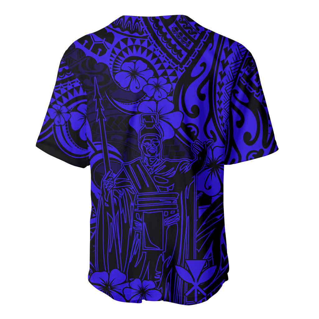 Hawaii King Kamehameha Baseball Jersey Polynesian Pattern Navy Blue Version LT01 - Polynesian Pride