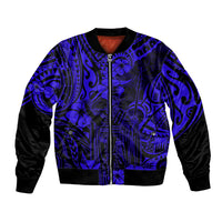 Hawaii King Kamehameha Bomber Jacket Polynesian Pattern Navy Blue Version LT01 Unisex Blue - Polynesian Pride