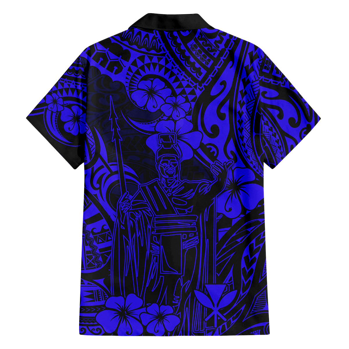 Hawaii King Kamehameha Family Matching Tank Maxi Dress and Hawaiian Shirt Polynesian Pattern Navy Blue Version LT01 - Polynesian Pride