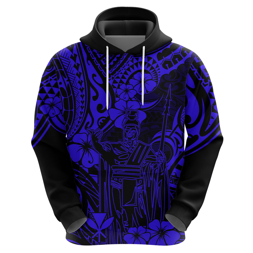 Hawaii King Kamehameha Hoodie Polynesian Pattern Navy Blue Version LT01 - Polynesian Pride