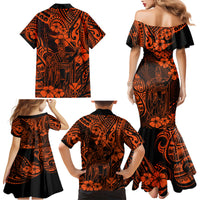 Hawaii King Kamehameha Family Matching Mermaid Dress and Hawaiian Shirt Polynesian Pattern Orange Version LT01 - Polynesian Pride