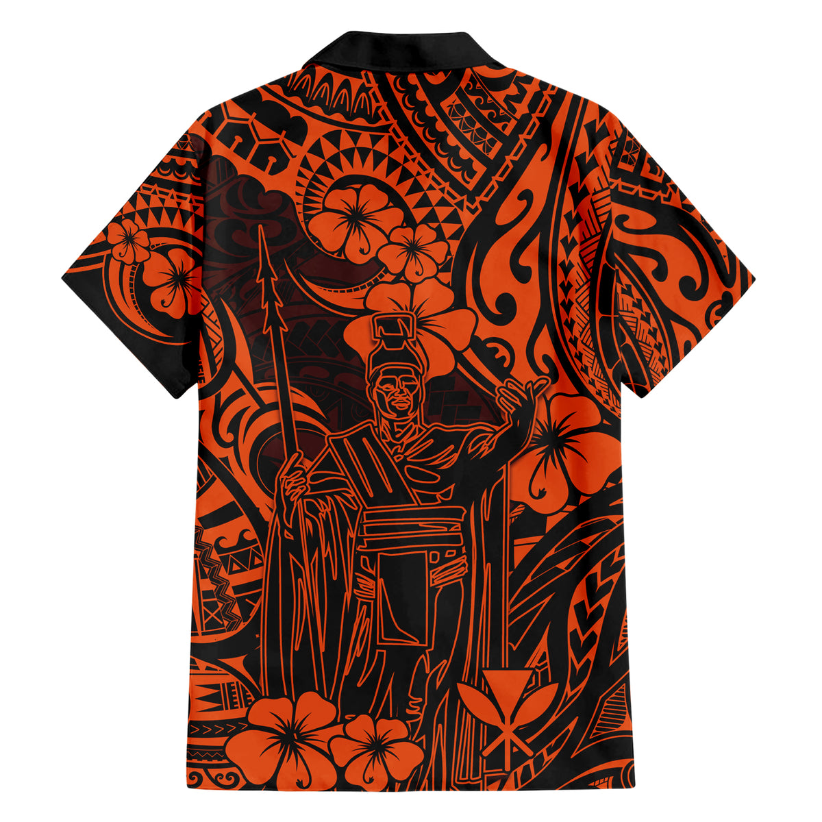 Hawaii King Kamehameha Family Matching Short Sleeve Bodycon Dress and Hawaiian Shirt Polynesian Pattern Orange Version LT01 - Polynesian Pride