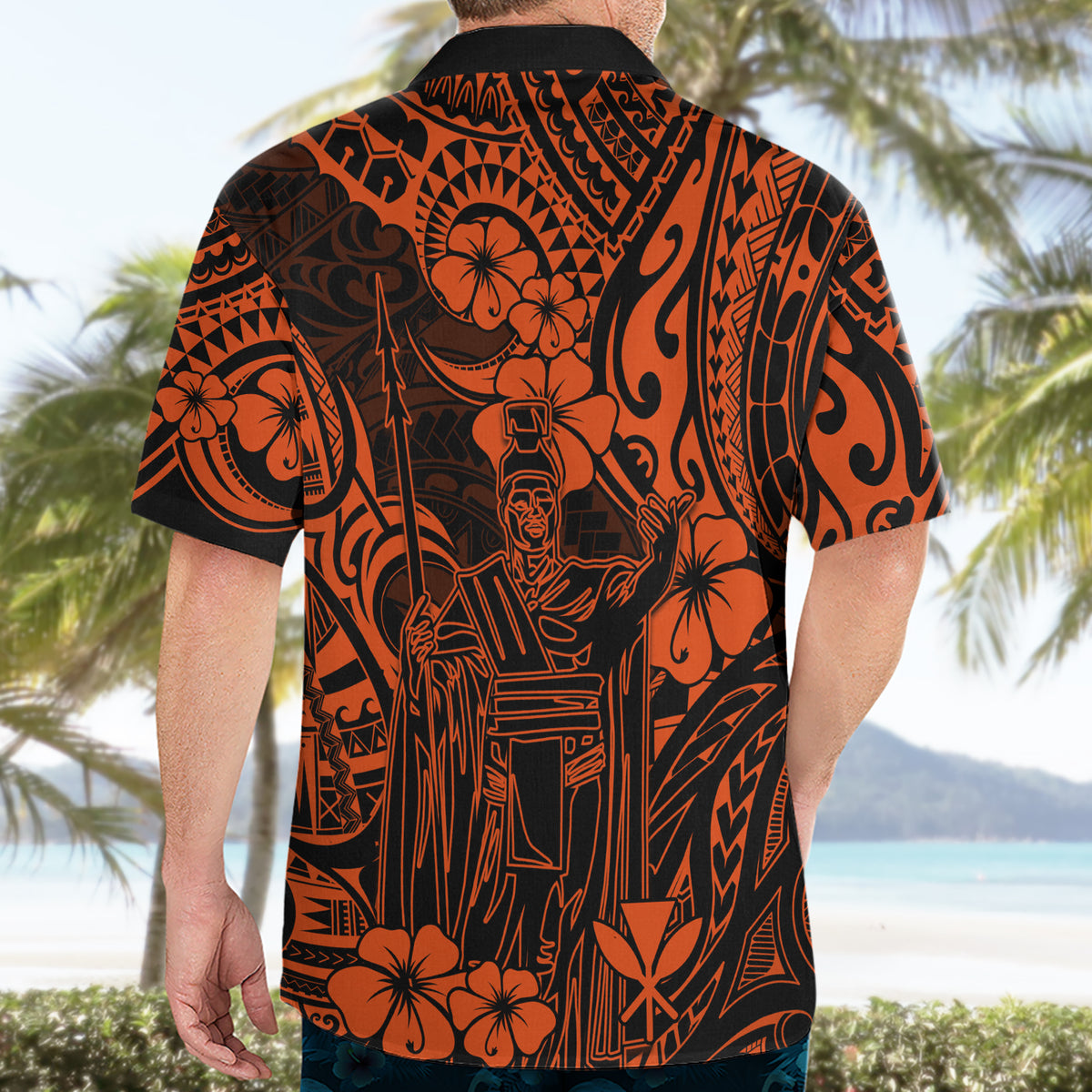 Hawaii King Kamehameha Hawaiian Shirt Polynesian Pattern Orange Version LT01 - Polynesian Pride