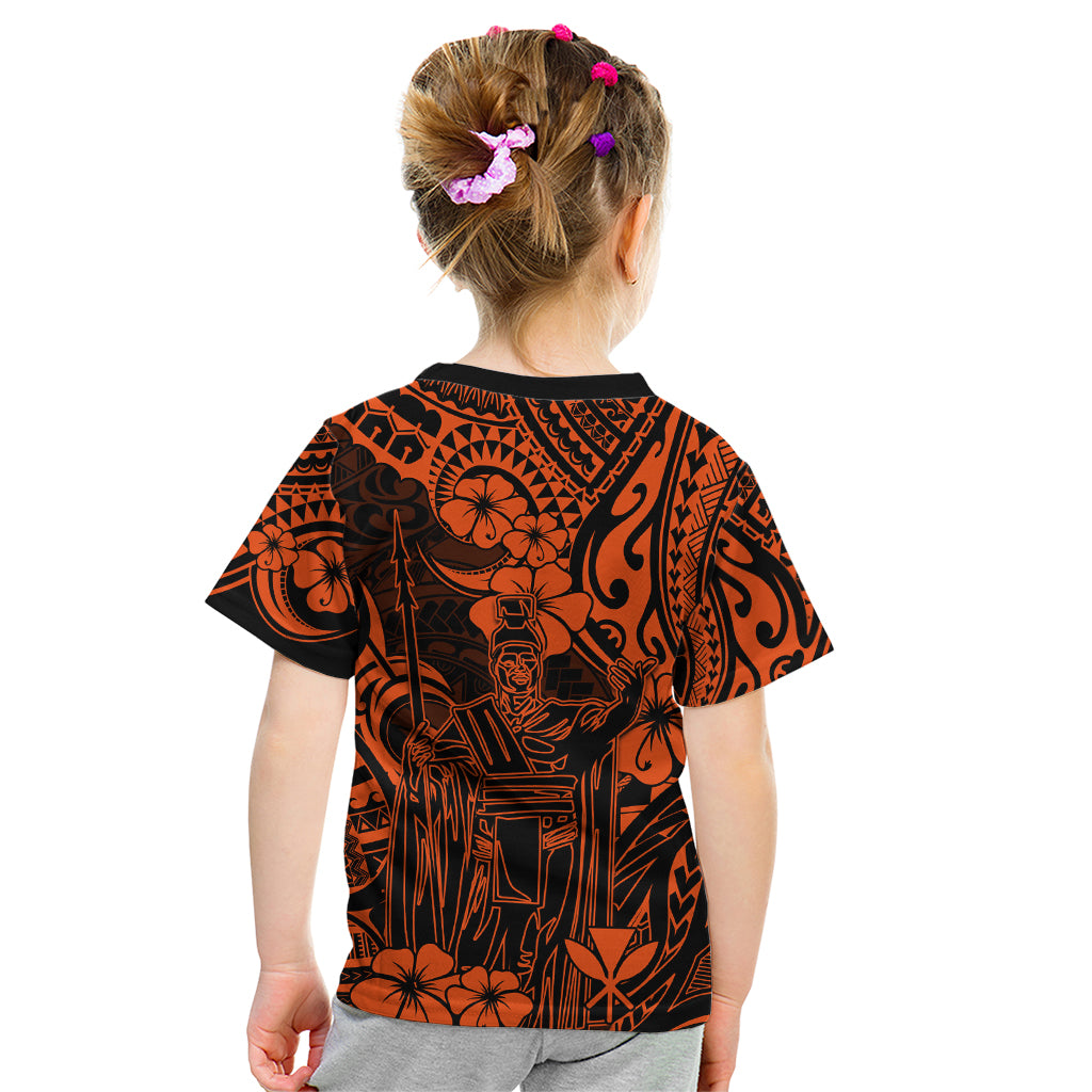 Hawaii King Kamehameha Kid T Shirt Polynesian Pattern Orange Version LT01 - Polynesian Pride