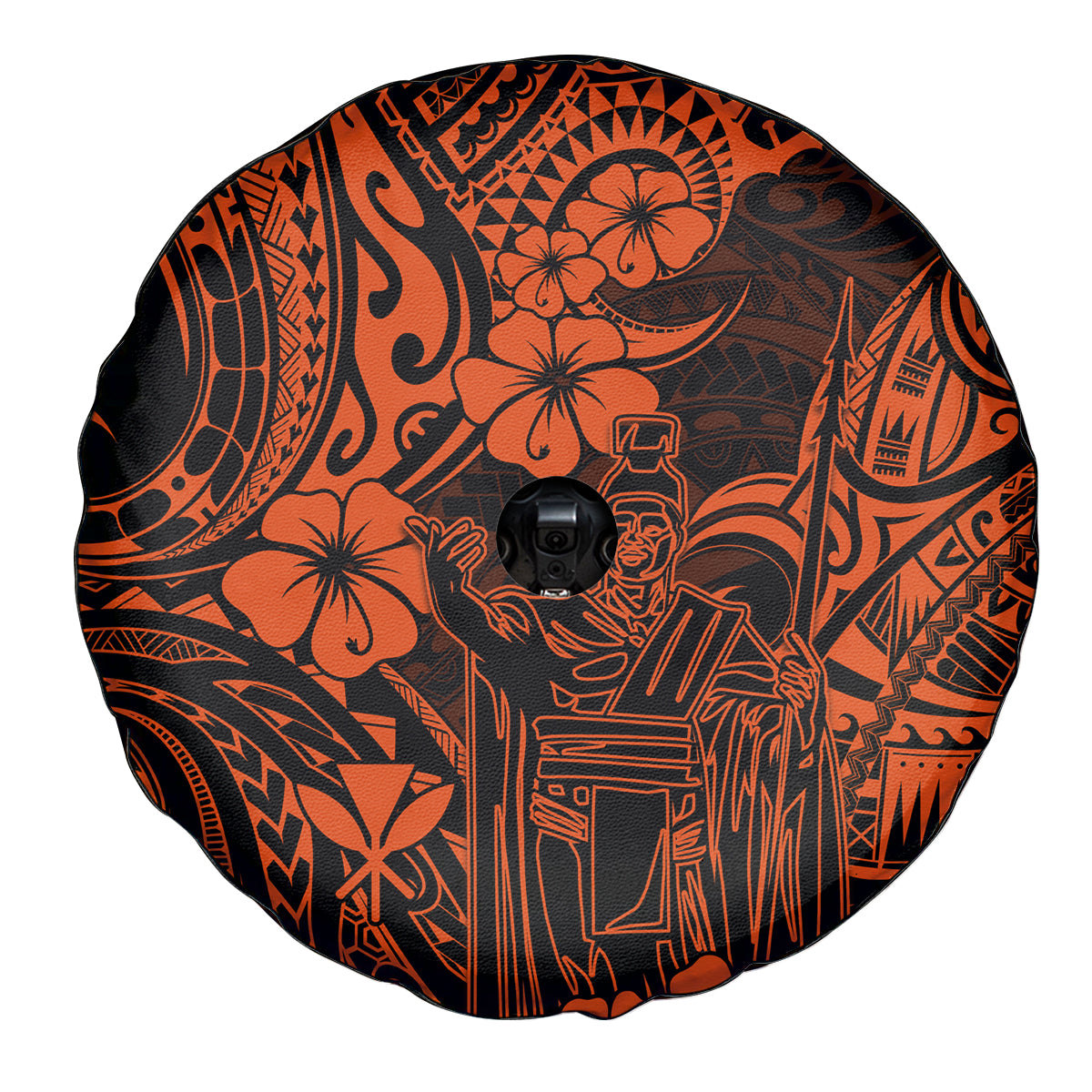 Hawaii King Kamehameha Spare Tire Cover Polynesian Pattern Orange Version LT01 - Polynesian Pride