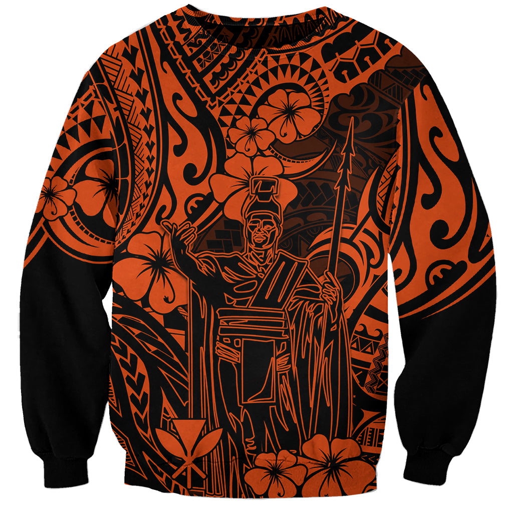 Hawaii King Kamehameha Sweatshirt Polynesian Pattern Orange Version LT01 Unisex Orange - Polynesian Pride