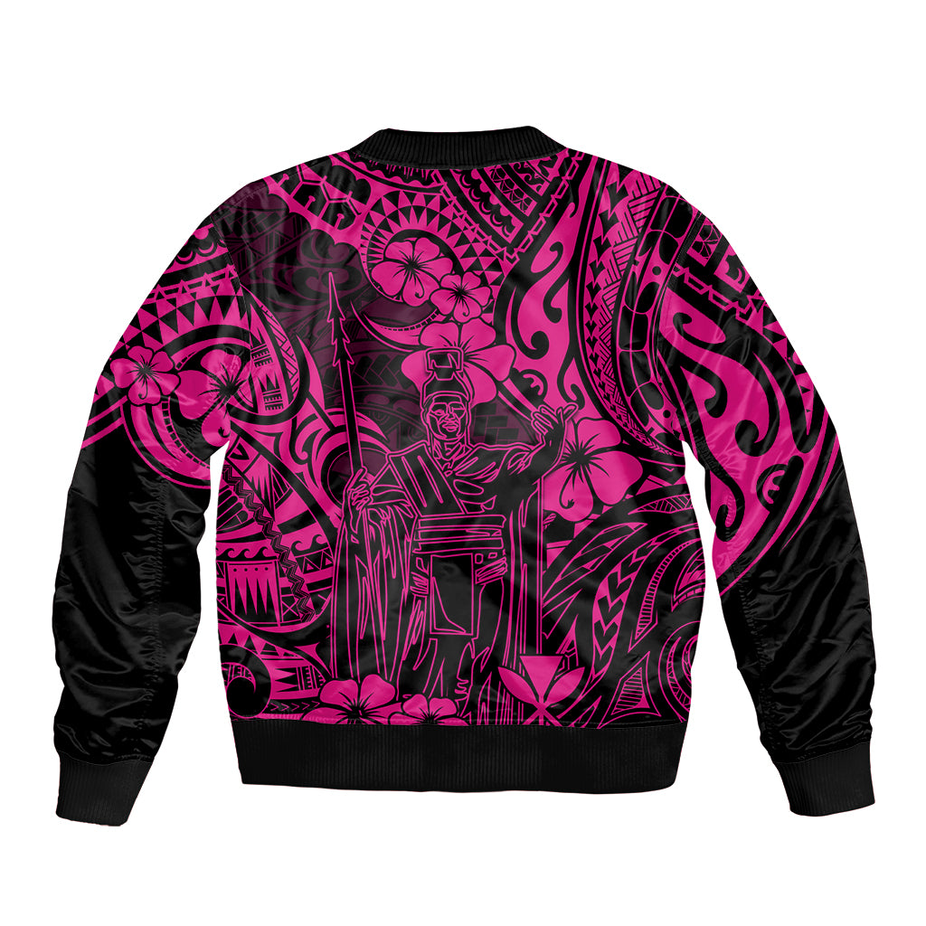 Hawaii King Kamehameha Bomber Jacket Polynesian Pattern Pink Version LT01 - Polynesian Pride