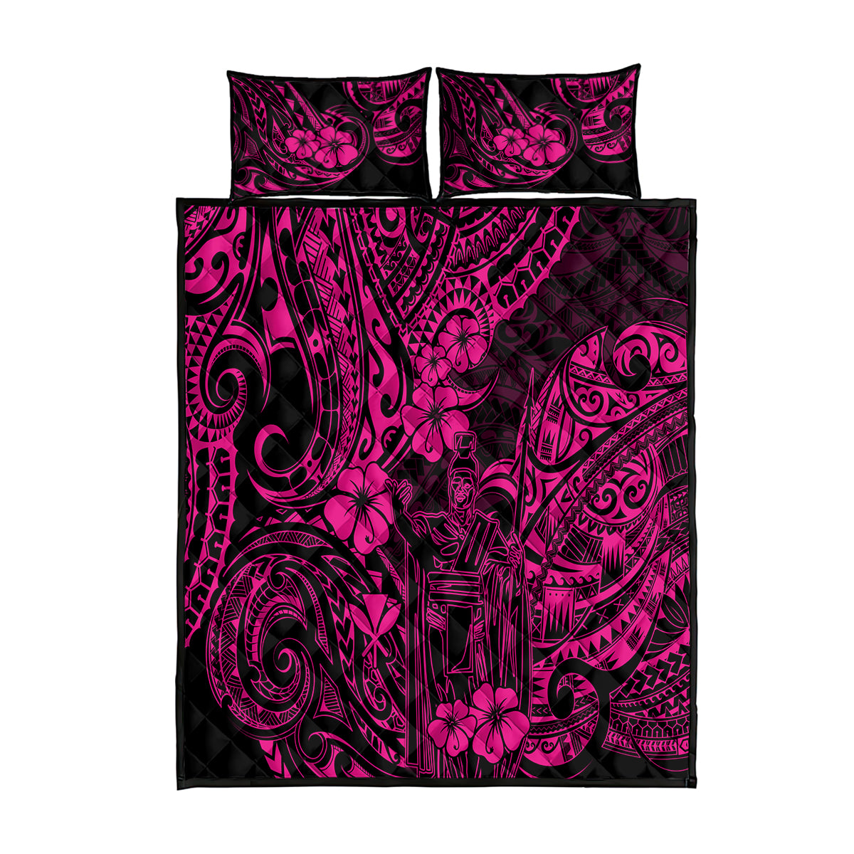Hawaii King Kamehameha Quilt Bed Set Polynesian Pattern Pink Version LT01 Pink - Polynesian Pride