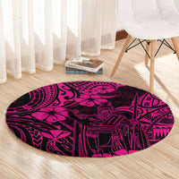 Hawaii King Kamehameha Round Carpet Polynesian Pattern Pink Version LT01 - Polynesian Pride