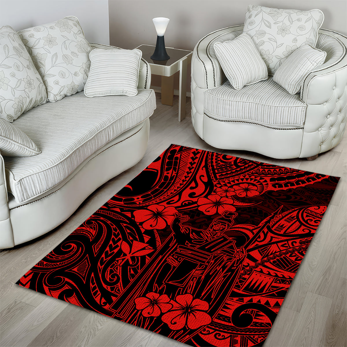 Hawaii King Kamehameha Area Rug Polynesian Pattern Red Version LT01 - Polynesian Pride