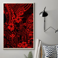 Hawaii King Kamehameha Canvas Wall Art Polynesian Pattern Red Version LT01 - Polynesian Pride