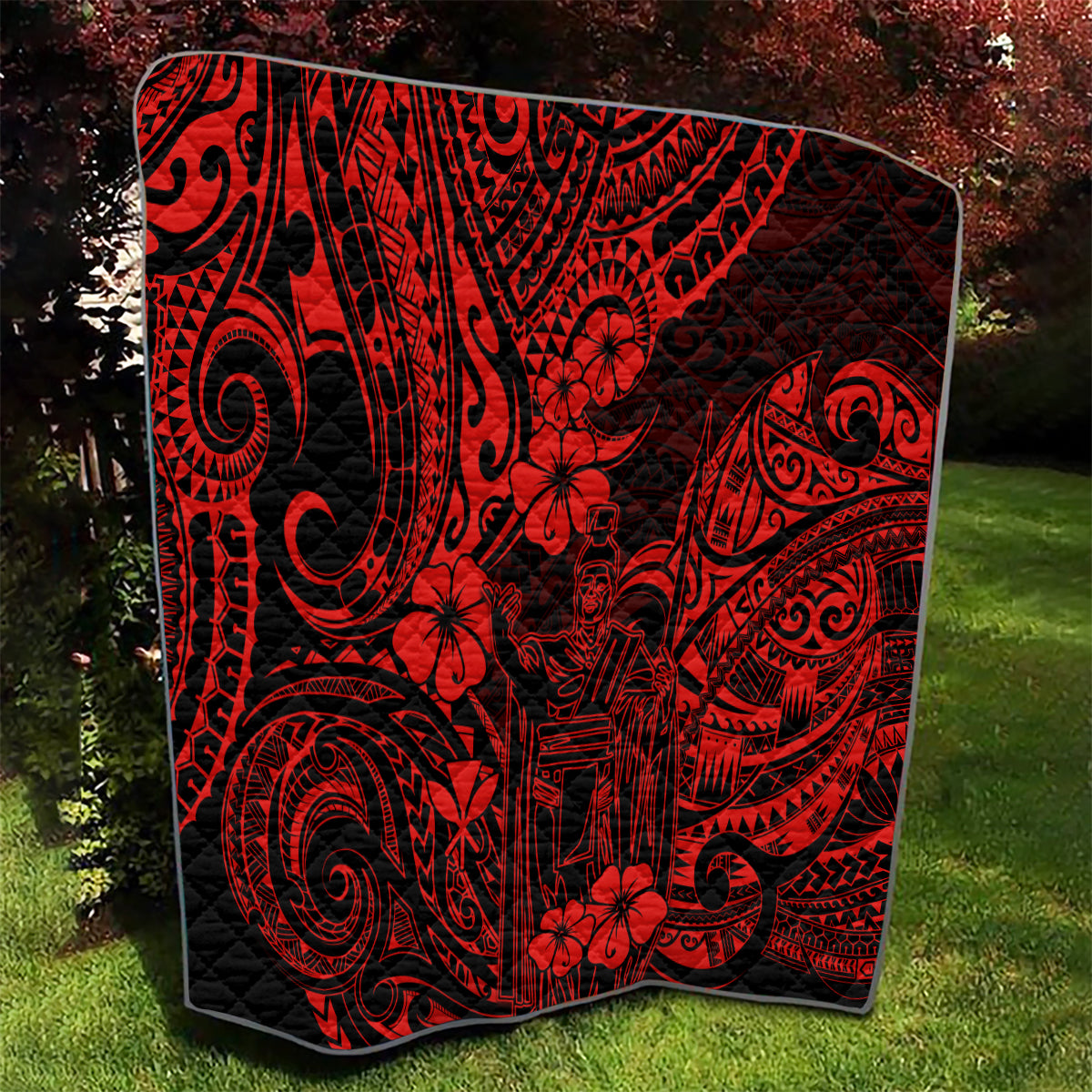 Hawaii King Kamehameha Quilt Polynesian Pattern Red Version LT01 - Polynesian Pride