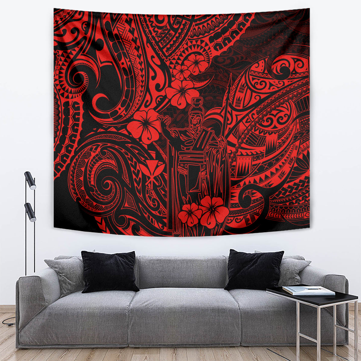 Hawaii King Kamehameha Tapestry Polynesian Pattern Red Version LT01 - Polynesian Pride