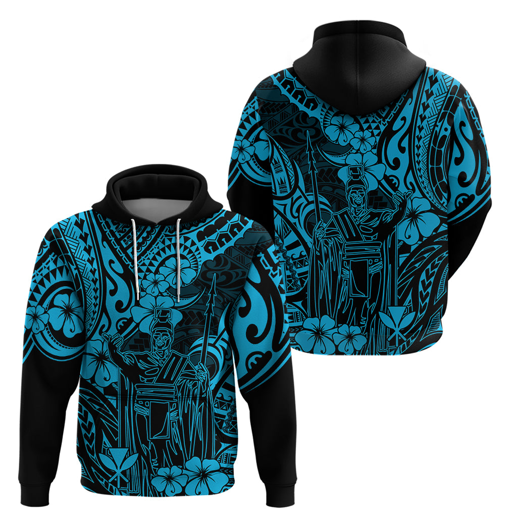 Hawaii King Kamehameha Hoodie Polynesian Pattern Sky Blue Version LT01 - Polynesian Pride