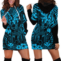Hawaii King Kamehameha Hoodie Dress Polynesian Pattern Sky Blue Version LT01 - Polynesian Pride