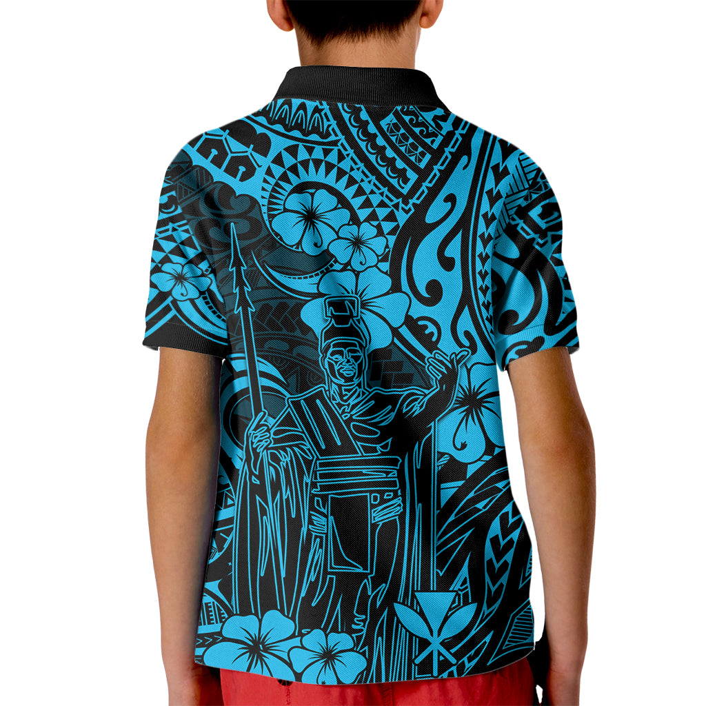Hawaii King Kamehameha Kid Polo Shirt Polynesian Pattern Sky Blue Version LT01 - Polynesian Pride