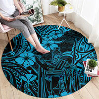 Hawaii King Kamehameha Round Carpet Polynesian Pattern Sky Blue Version LT01 - Polynesian Pride