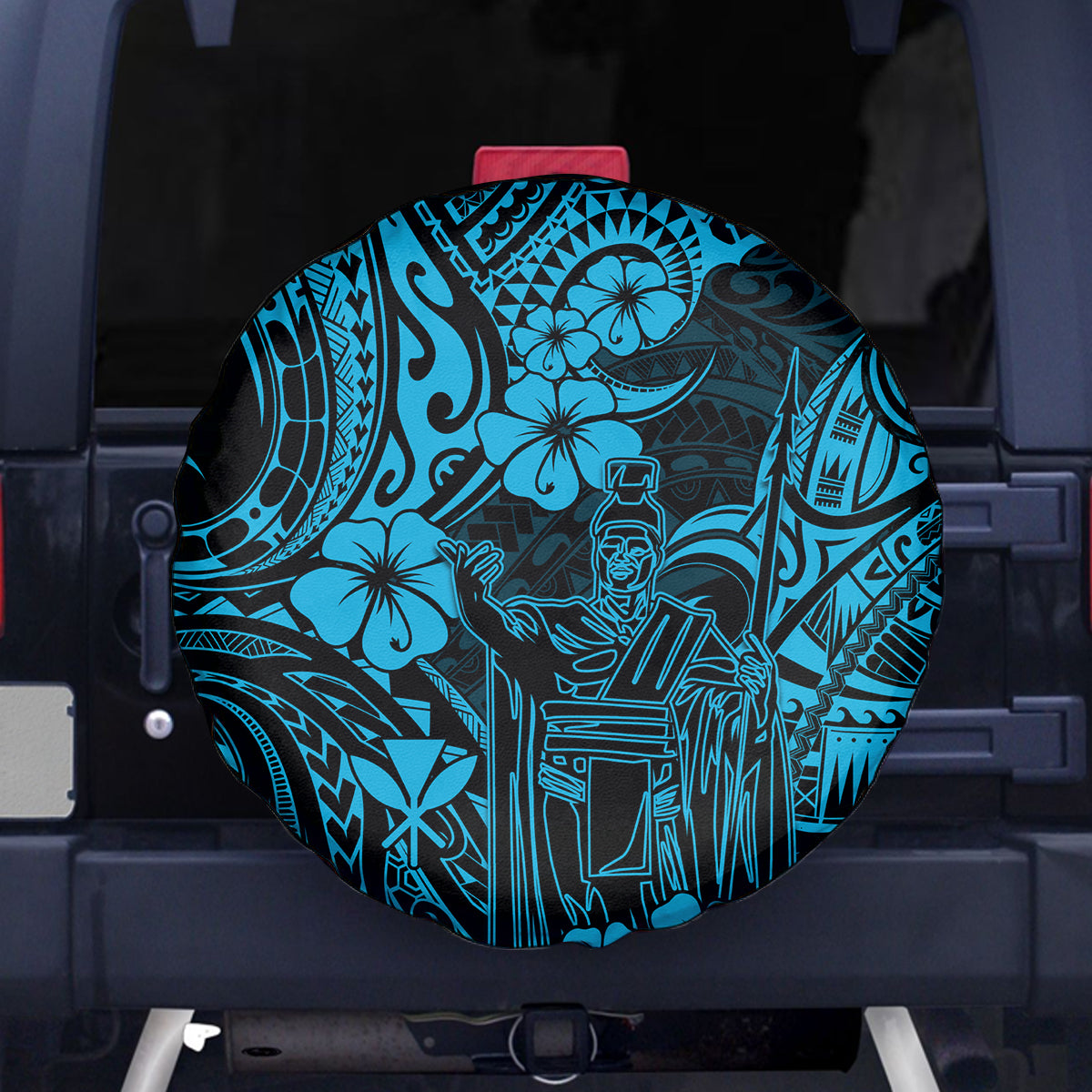 Hawaii King Kamehameha Spare Tire Cover Polynesian Pattern Sky Blue Version LT01 - Polynesian Pride