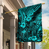 Hawaii King Kamehameha Garden Flag Polynesian Pattern Turquoise Version LT01 House Flag Turquoise - Polynesian Pride