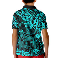 Hawaii King Kamehameha Kid Polo Shirt Polynesian Pattern Turquoise Version LT01 - Polynesian Pride