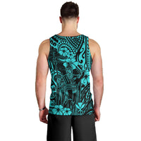Hawaii King Kamehameha Men Tank Top Polynesian Pattern Turquoise Version LT01 - Polynesian Pride