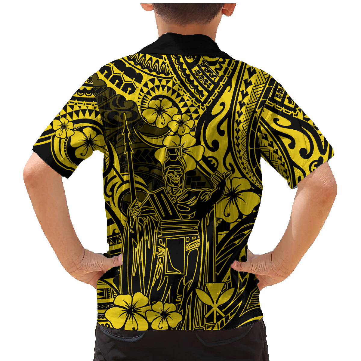 Hawaii King Kamehameha Family Matching Mermaid Dress and Hawaiian Shirt Polynesian Pattern Yellow Version LT01 - Polynesian Pride
