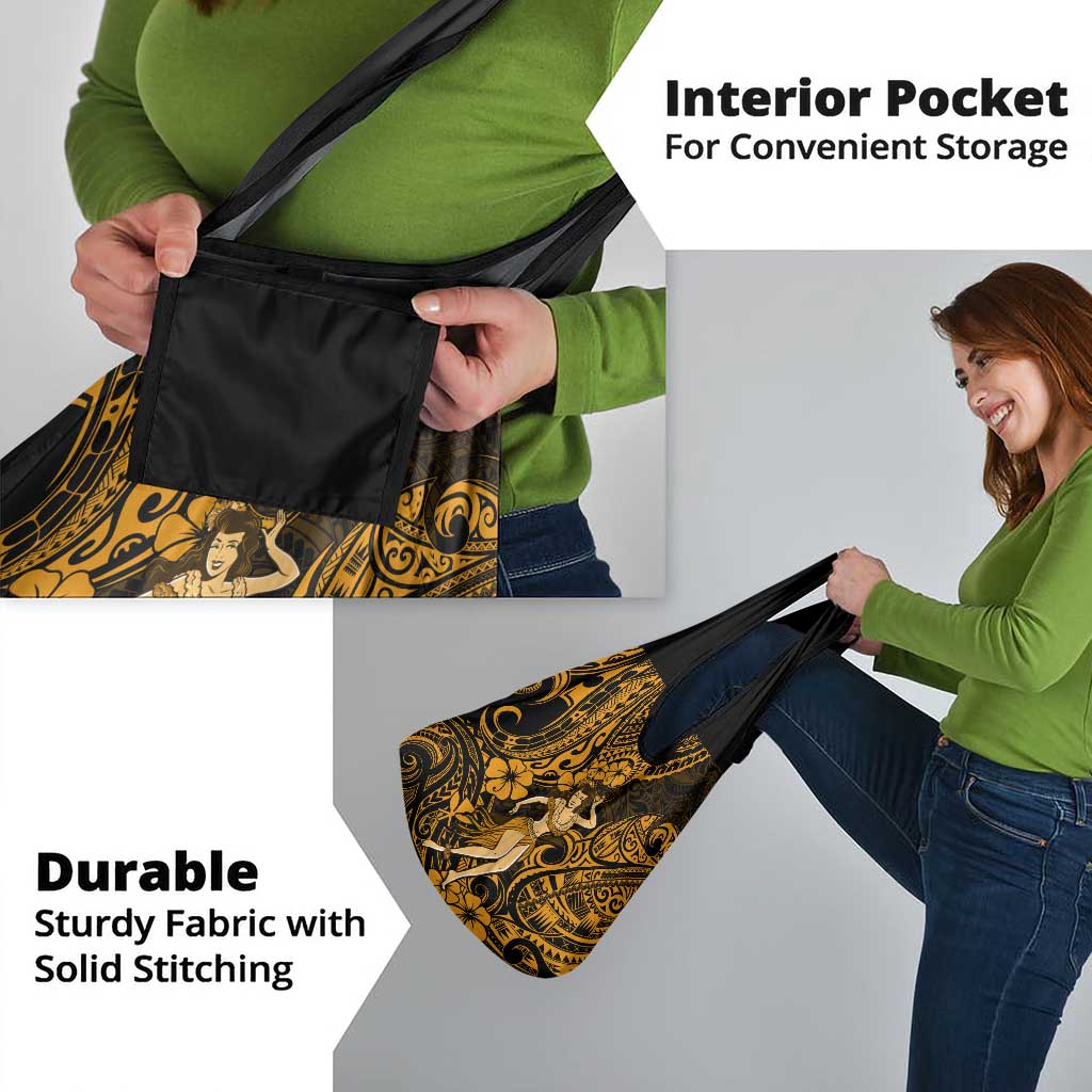 Hawaii Hula Girl Grocery Bag Polynesian Pattern Gold Version