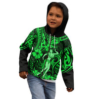 Hawaii Hula Girl Kid Hoodie Polynesian Pattern Green Version LT01 - Polynesian Pride