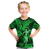 Hawaii Hula Girl Kid T Shirt Polynesian Pattern Green Version LT01 Green - Polynesian Pride