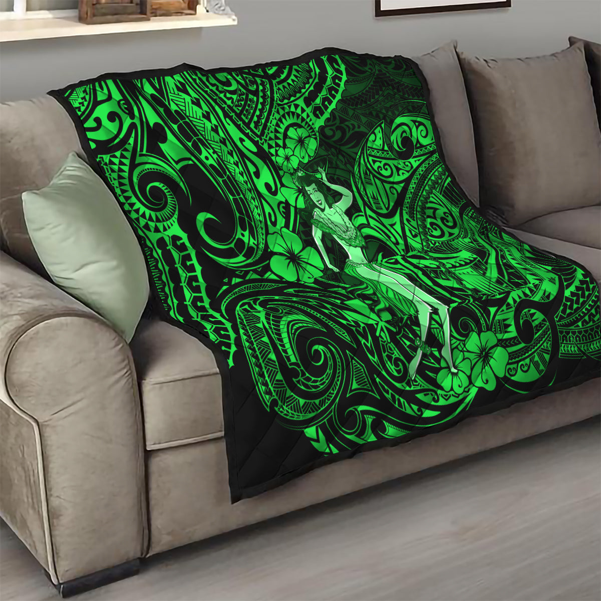 Hawaii Hula Girl Quilt Polynesian Pattern Green Version LT01 - Polynesian Pride