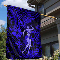 Hawaii Hula Girl Garden Flag Polynesian Pattern Navy Blue Version LT01 - Polynesian Pride