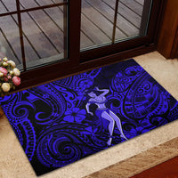 Hawaii Hula Girl Rubber Doormat Polynesian Pattern Navy Blue Version LT01 - Polynesian Pride