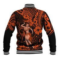 Hawaii Hula Girl Baseball Jacket Polynesian Pattern Orange Version LT01 - Polynesian Pride