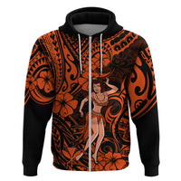 Hawaii Hula Girl Hoodie Polynesian Pattern Orange Version LT01 Zip Hoodie Orange - Polynesian Pride