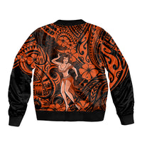 Hawaii Hula Girl Sleeve Zip Bomber Jacket Polynesian Pattern Orange Version LT01 - Polynesian Pride