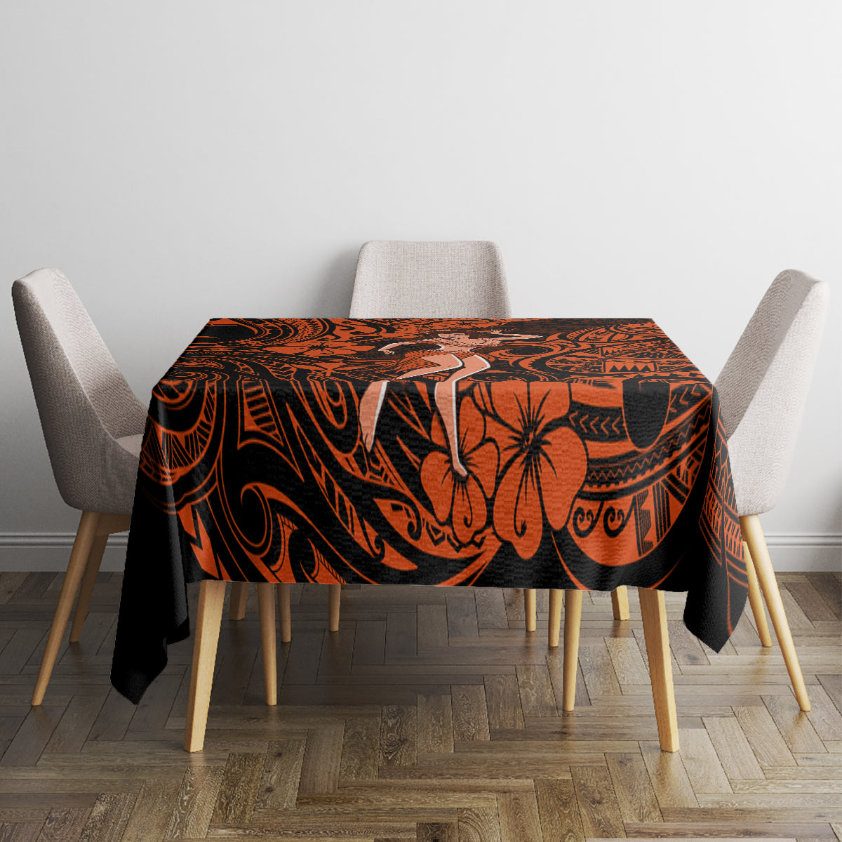 Hawaii Hula Girl Tablecloth Polynesian Pattern Orange Version LT01 - Polynesian Pride