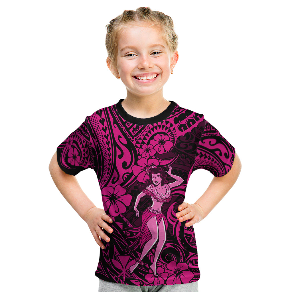 Hawaii Hula Girl Kid T Shirt Polynesian Pattern Pink Version LT01 Pink - Polynesian Pride