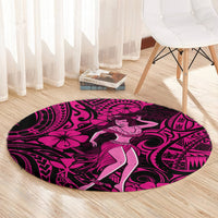 Hawaii Hula Girl Round Carpet Polynesian Pattern Pink Version LT01 - Polynesian Pride