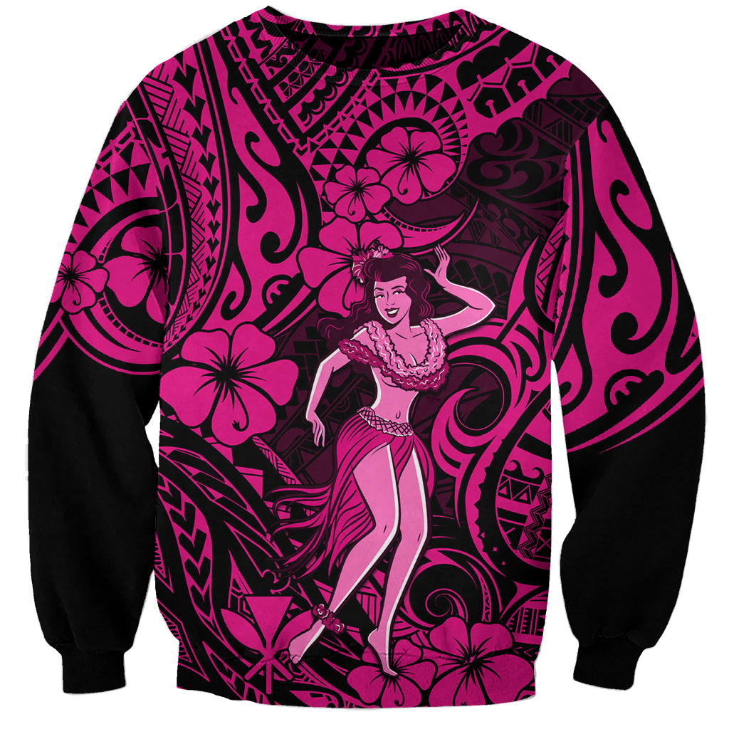 Hawaii Hula Girl Sweatshirt Polynesian Pattern Pink Version LT01 Unisex Pink - Polynesian Pride