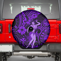 Hawaii Hula Girl Spare Tire Cover Hibiscus Hawaii Tribal Tattoo Purple Version LT01 - Polynesian Pride