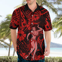 Hawaii Hula Girl Hawaiian Shirt Hibiscus Hawaii Tribal Tattoo Red Version LT01 - Polynesian Pride