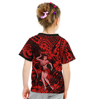 Hawaii Hula Girl Kid T Shirt Hibiscus Hawaii Tribal Tattoo Red Version LT01 - Polynesian Pride