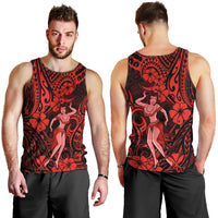 Hawaii Hula Girl Men Tank Top Hibiscus Hawaii Tribal Tattoo Red Version LT01 - Polynesian Pride