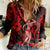 Hawaii Hula Girl Women Casual Shirt Hibiscus Hawaii Tribal Tattoo Red Version LT01 Female Red - Polynesian Pride