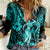 Hawaii Hula Girl Women Casual Shirt Hibiscus Hawaii Tribal Tattoo Turquoise Version LT01 Female Turquoise - Polynesian Pride