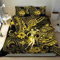 Hawaii Hula Girl Bedding Set Hibiscus Hawaii Tribal Tattoo Yellow Version LT01 - Polynesian Pride