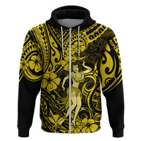 Hawaii Hula Girl Hoodie Hibiscus Hawaii Tribal Tattoo Yellow Version LT01 Zip Hoodie Yellow - Polynesian Pride