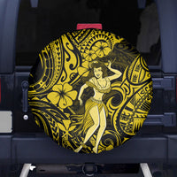 Hawaii Hula Girl Spare Tire Cover Hibiscus Hawaii Tribal Tattoo Yellow Version LT01 - Polynesian Pride